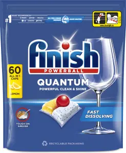 Finish Quantum All in 1 Lemon Sparkle tablety do myčky, 60 ks